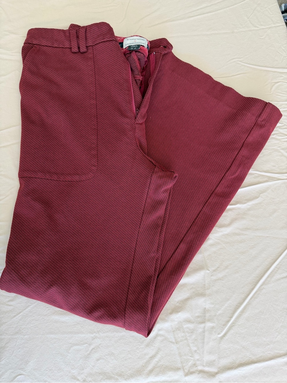 Anthropologie Essential Trouser Women’s Size 10 Wide Leg Flare Red Pants